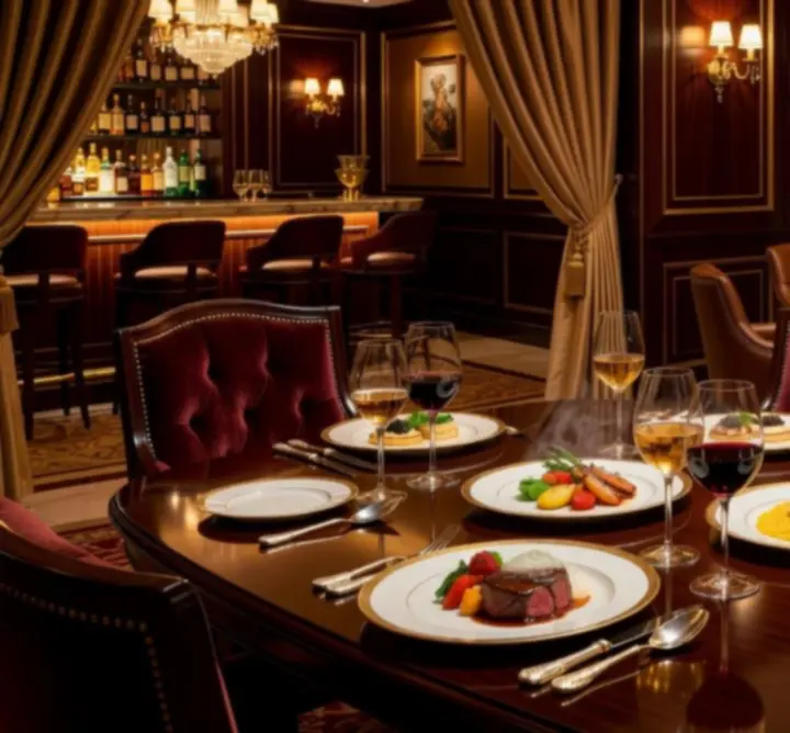 Gourmet fogások és prémium italok elegáns pókerező asztalok mellett
